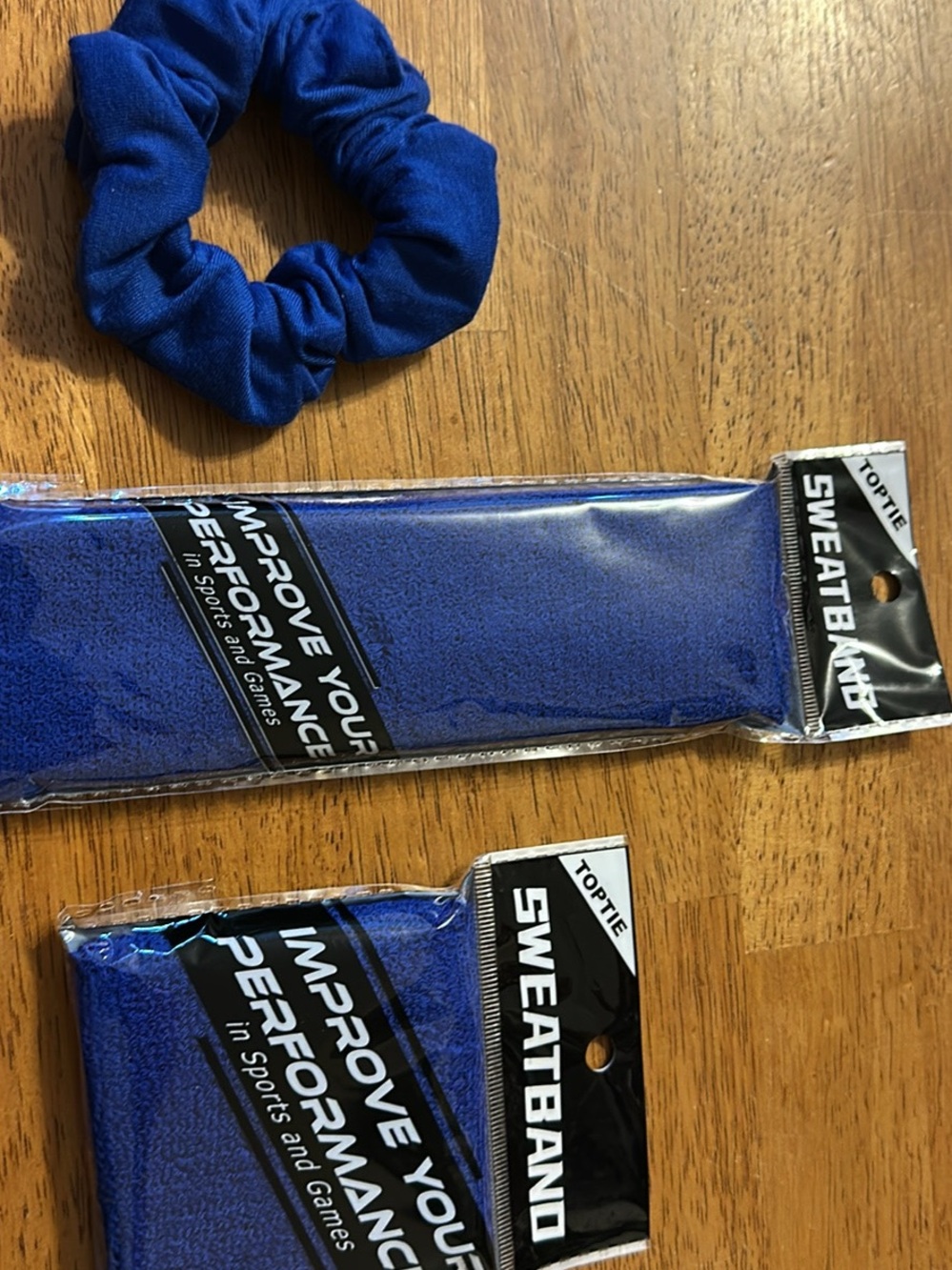 TOPTIE Royal Blue Athletic Sweatband Set (Headband, Wristband, & Hair Scrunchie)